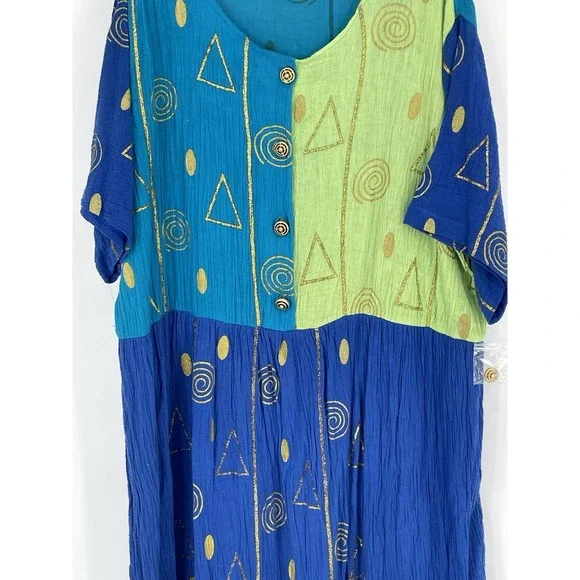 NOS‎ Roaman's Women's Size B4 18W-24W Color Block Dress Mumu Midi Tunic Glitter - Picture 2 of 12